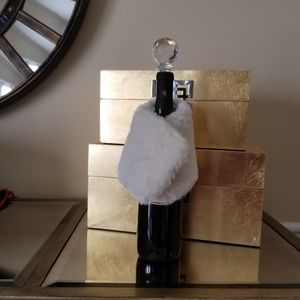 Pottery Barn Off-White Faux Fur Wine Bottle Wrap